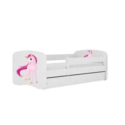 Kocot kids Dětská postel Babydreams jednorožec bílá, varianta 80x180, se šuplíky, s matrací