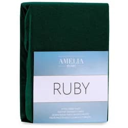 Restilo Froté prostěradlo s gumou AmeliaHome Ruby láhvově zelené, velikost 140-160x200+30