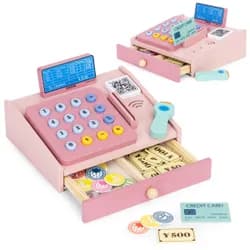 MULTISTORE Dřevěná pokladna pro děti PINK růžová