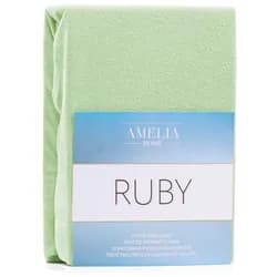 Froté prostěradlo s gumou AmeliaHome Ruby světle zelené, velikost 160-180x200