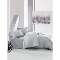 L'essentiel Povlečení ze saténové bavlny s prostěradlem Satin 200x220 cm šedé