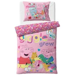 Carbotex povlečení PRASÁTKO PEPINA (PEPPA) ČAS NA HRANÍ, růžové, bavlna hladká, 140x200cm + 70x90cm