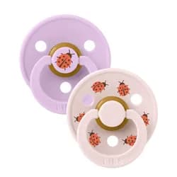 BIBS STUDIO Colour Ladybug dudlíky z přírodního kaučuku 2ks – velikost 1 - Violet Sky Mix