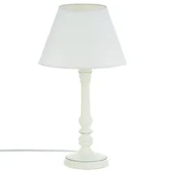 Atmosphera Vintage samostatná lampa s dřevěným stojanem, ideální pro noční stolek nebo stůl bílá 121560