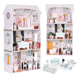 ECOTOYS Domeček pro panenky s nábytkem ALICE bílý