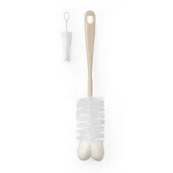 BABYONO Kartáč na kojenecké lahve s mini kartáčkem - Beige