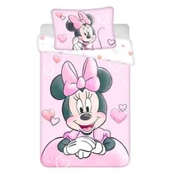 Jerry Fabrics Dětské povlečení do postýlky MINNIE POWDER PINK BABY  růžovo-bílá, bavlna hladká, 100x135cm + 40x60cm