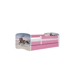 Kocot kids Dětská postel Babydreams běžící kůň růžová, varianta 80x180, se šuplíky, s matrací