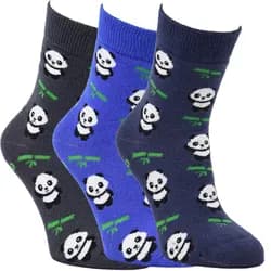 VIO Ponožky dětské froté bambusové 8501024, zimní, chlapecké, modrá panda, 3 páry, vel. 23-26