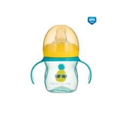 Canpol babies Tréninkový hrníček se silikonovým pítkem a úchyty SO COOL Ananas 150 ml