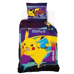 Carbotex dětské povlečení POKÉMON PIKACHU BLESKOVÝ ÚTOK, tmavě fialové, bavlna hladká, 140x200cm + 70x90cm