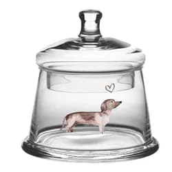 Skleněná dóza s jezevčíkem Dachshund Love - Ø 12*13 cm  Clayre & Eef