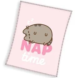 Carbotex deka z mikrovlákna (coral fleece) dětská KOČIČKA PUSHEEN ČAS JÍT SPÁT, růžová, 130x160cm