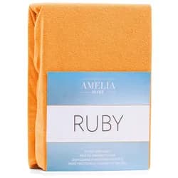 Froté prostěradlo s gumou AmeliaHome Ruby oranžové, velikost 180-200x200+30