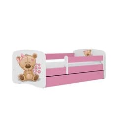 Kocot kids Postel Babydreams méďa s kytičkami růžová, varianta 80x180, se šuplíky, s matrací