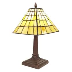 Stropní Tiffany lampa hnědé pruhy BrownLine - Ø 15*115 cm E14/max 1*25W Clayre & Eef