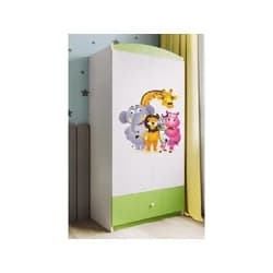 Kocot kids Dětská skříň Babydreams 90 cm ZOO zelená