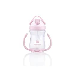 KikkaBoo Hrnek se silikonovým brčkem 300ml 12m+ Pink