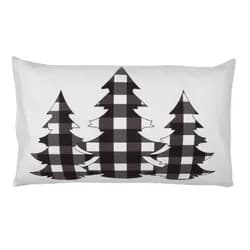 Bílý povlak na polštář se stromky Black&White X-Mas - 30*50 cm Clayre & Eef