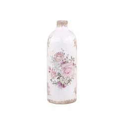 Keramická dekorační váza s růžemi Rose pattern L - Ø 11*31cm Chic Antique