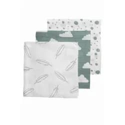 Meyco Plenky 3-balení Feathers-clouds-dots stone green/white
