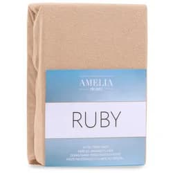 Froté prostěradlo s gumou AmeliaHome Ruby tmavě béžové, velikost 200-220x200+30