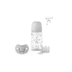 Suavinéx SADA 270ml + dudlík fyziologický 0/6m + klip JOY - STŘÍBRNÁ