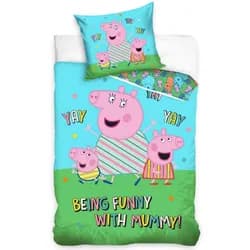 Carbotex povlečení PRASÁTKO PEPINA (PEPPA) NEJLEPŠÍ MAMINKA, modré, bavlna hladká, 140x200cm + 70x90cm