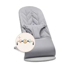 BABYBJORN Lehátko Babybjorn Bouncer Bliss Light Grey Woven Petal s hračkou Googly Eyes Pastel