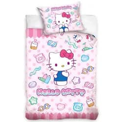 Carbotex povlečení do postýlky HELLO KITTY SLADKÉ SNĚNÍ, růžové, bavlna hladká, 100x135cm + 40x60cm