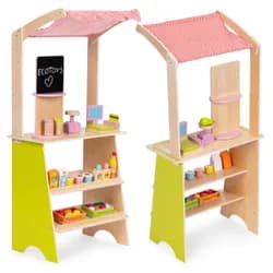 ECOTOYS Dřevěný stánek pro děti FARM vícebarevný