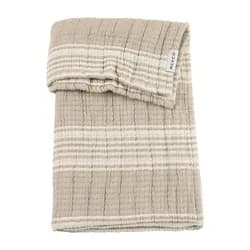 Meyco Přikrývka z předepraného mušelínu a žakáru 75x100 - Stripe sand
