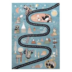 Dywany Łuszczów Dětský kusový koberec Fun Route Street animals blue 80x150 cm