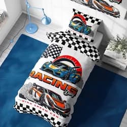 Carbotex povlečení AUTA RACING DRAG, bílé, bavlna hladká, 140x200cm + 70x90cm