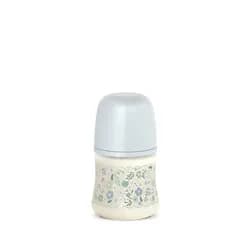 Suavinex Kojenecká láhev WONDERLAND NEW 150ml FYZIOL PRŮTOK S - modrý květ