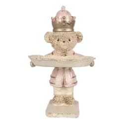 Modré vajíčko na podstavci se sukýnkou a mašlí - Ø 12*28 cm Clayre & Eef