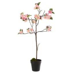 Dekorace umělý růžový kvetoucí stromek - 22*22*90 cm J-Line by Jolipa