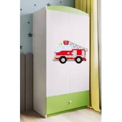 Kocot kids Dětská skříň Babydreams 90 cm hasičské auto zelená