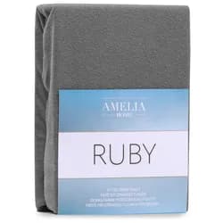 Froté prostěradlo s gumou AmeliaHome Ruby grafitové, velikost 80-90x200+30