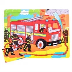 Bigjigs Toys Dřevěné puzzle - Hasiči 9 dílků