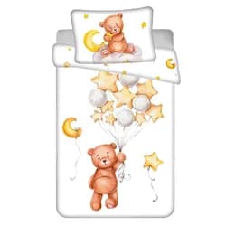 Jerry Fabrics Dětské povlečení do postýlky MEDVÍDEK CUTE BABY, bílé, bavlna hladká, 100x135cm + 40x60cm