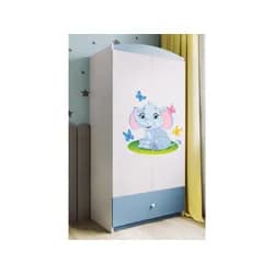 Kocot kids Dětská skříň Babydreams 90 cm slon s motýlky modrá