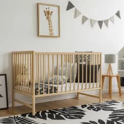 SCAR Dětská masivní buková postýlka Bobík 120 x 60 cm – Přírodní