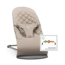 BABYBJORN Lehátko BabyBjörn Bouncer Bliss Sand Grey Woven + hračka očička Googly Eyes