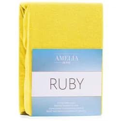 Froté prostěradlo s gumou AmeliaHome Ruby žluté, velikost 200-220x200+30
