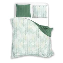 Faro Bavlněné saténové povlečení MILAGRO VERDE 014 140x200 cm + 70x90 cm bílé/zelené