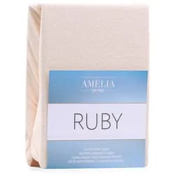 Froté prostěradlo s gumou AmeliaHome Ruby světle béžové, velikost 80-90x200+30
