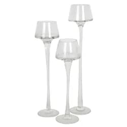 3ks skleněný čajový svícen na úzké noze - Ø 6*35 / Ø 6*30 / Ø 6*25 cm Clayre & Eef