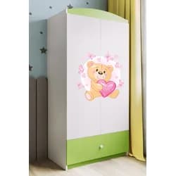 Kocot kids Dětská skříň Babydreams 90 cm medvídek s motýlky zelená