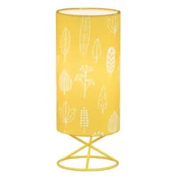 Stolní lampa, kov/žluté textilní stínítko, AVAM